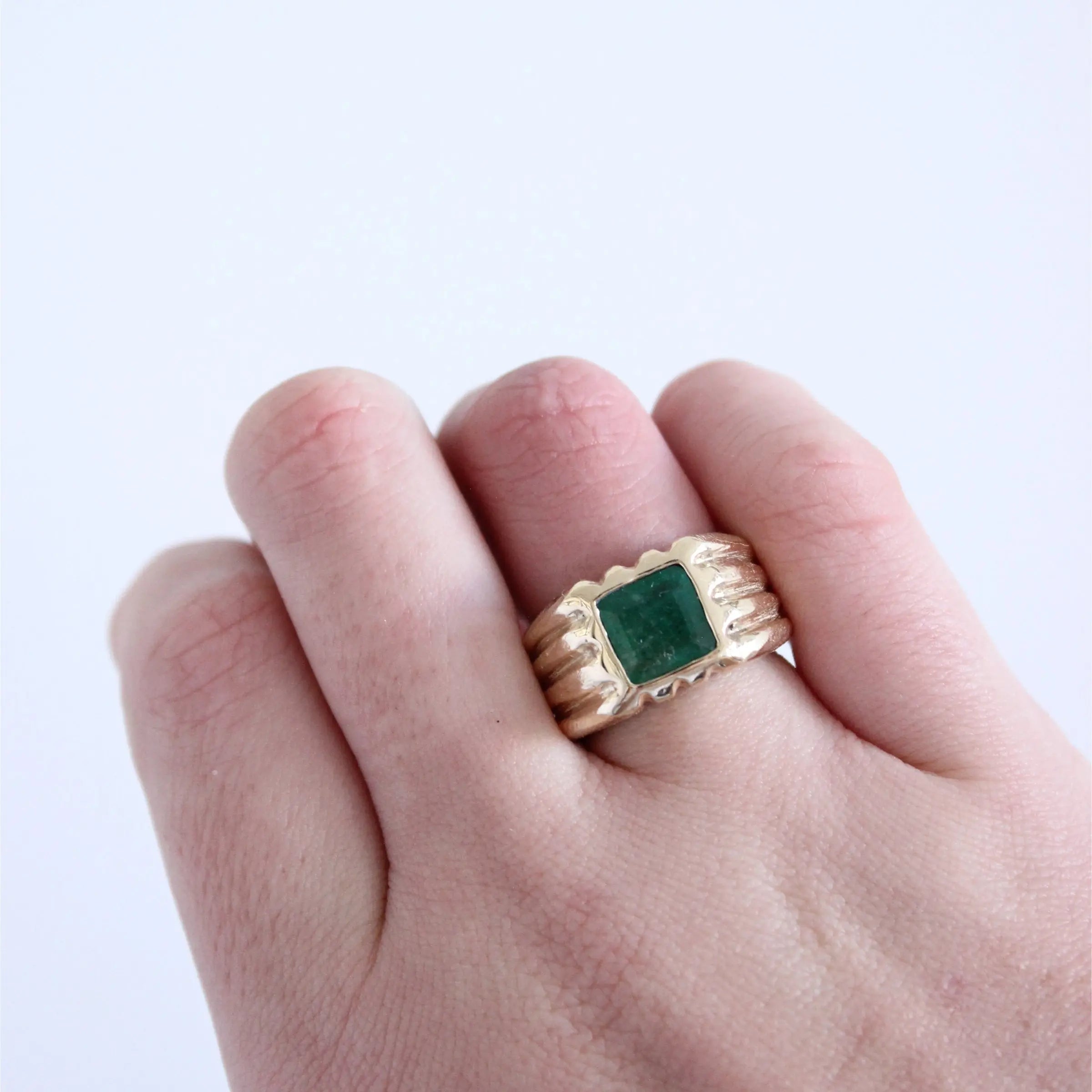 Emerald Ridged Ring Mary Frances Maker