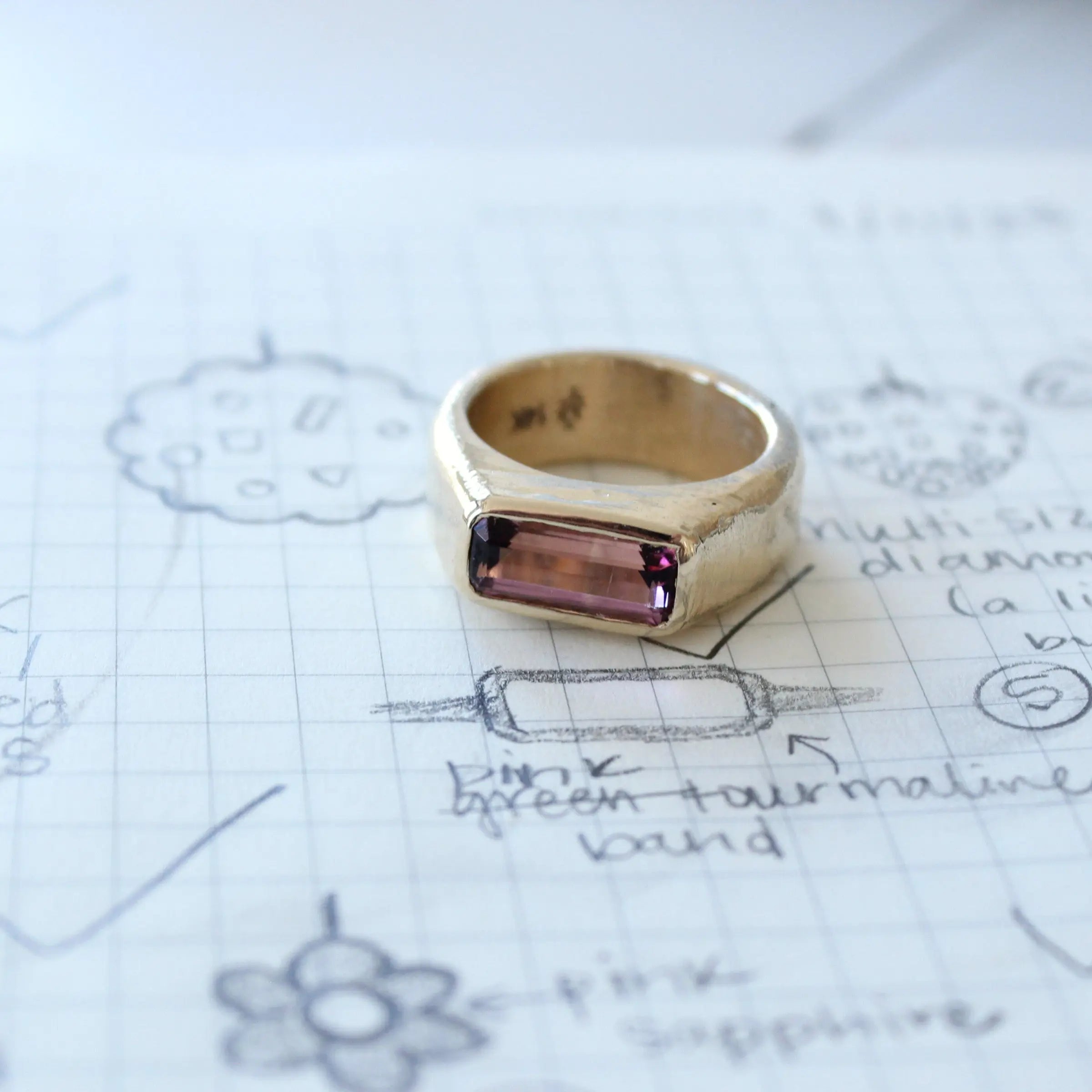 Pink Tourmaline Stacking Ring Mary Frances Maker