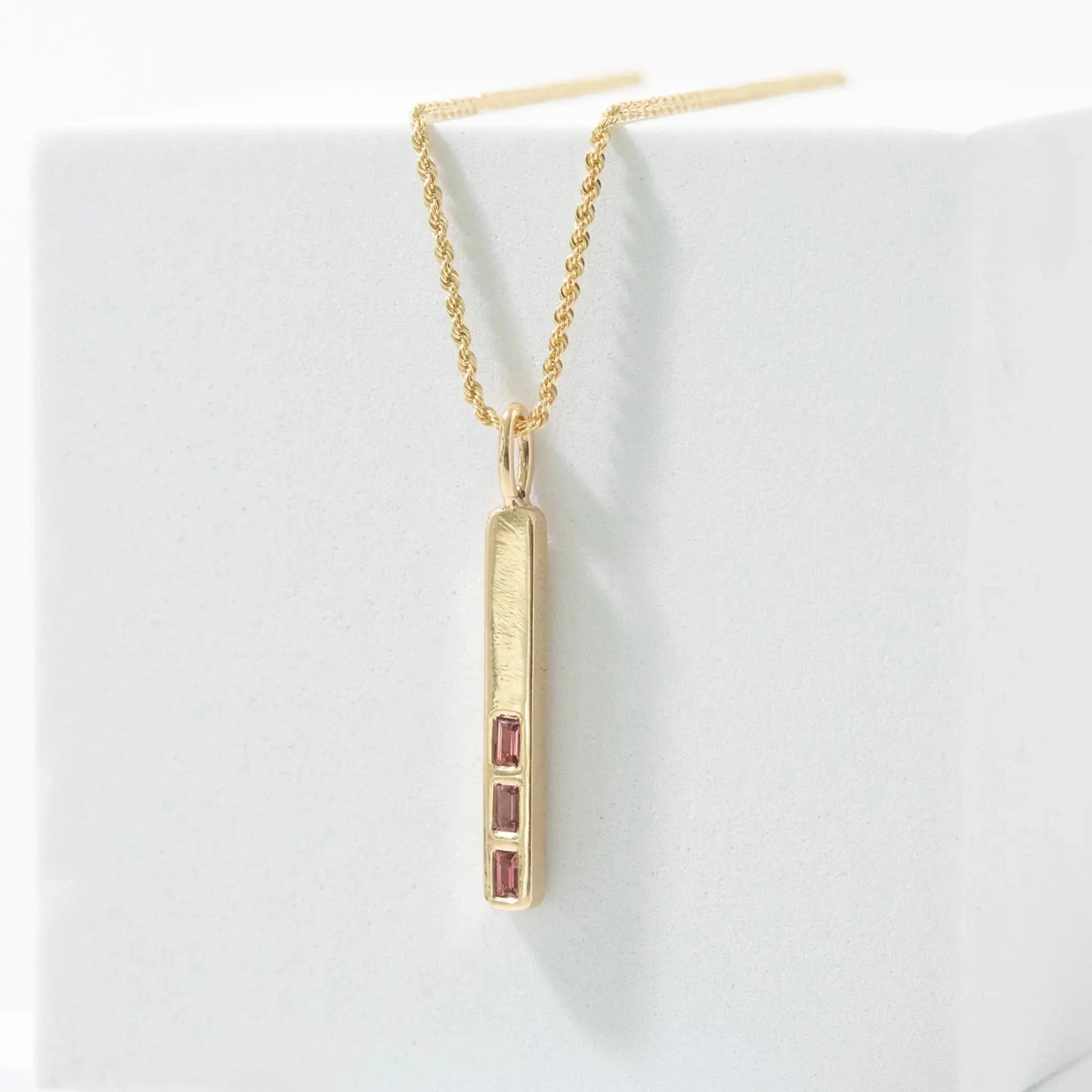 RTS Baguette Bar Pendant, 3 stones Mary Frances Maker