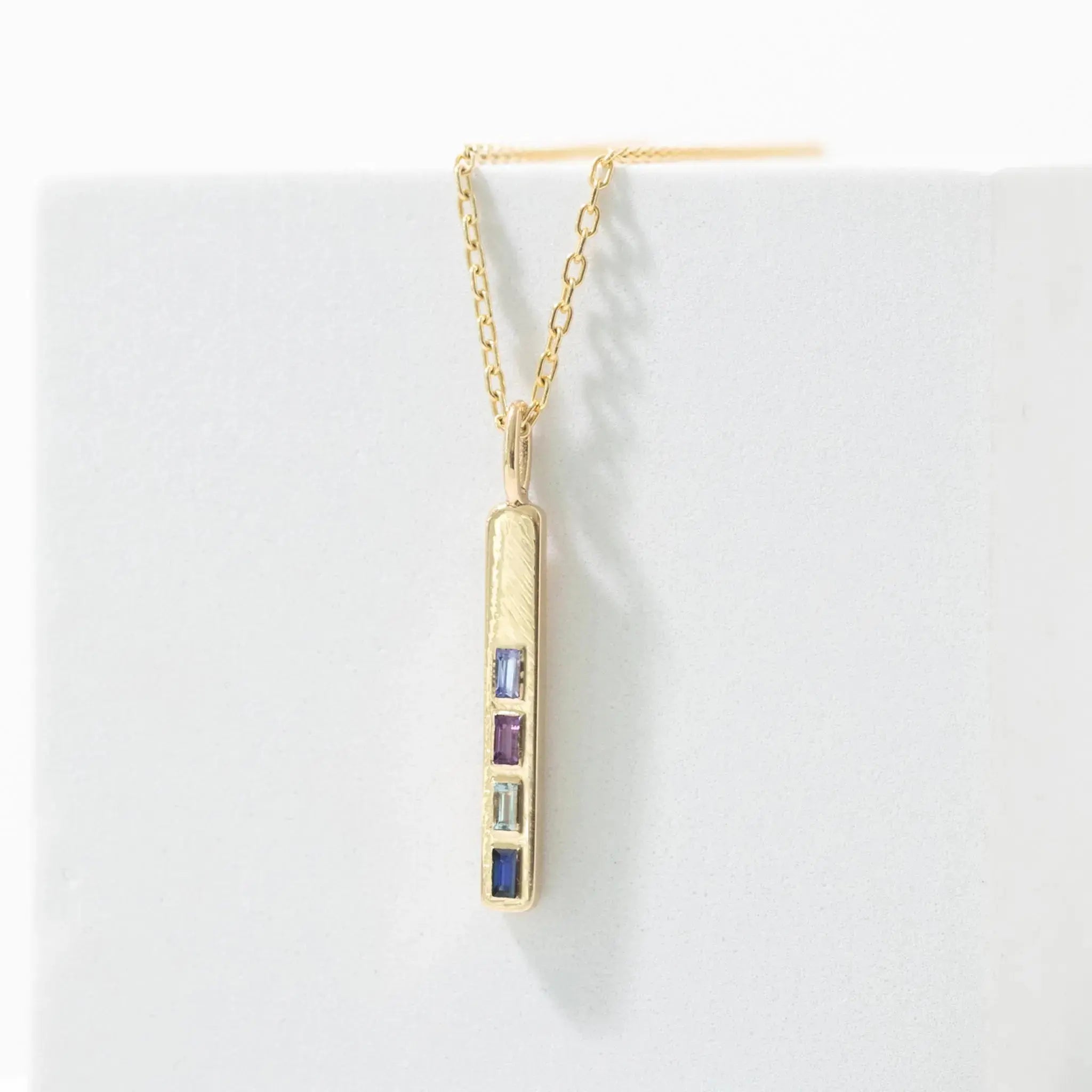 RTS Baguette Bar Pendant, 4 stones Mary Frances Maker