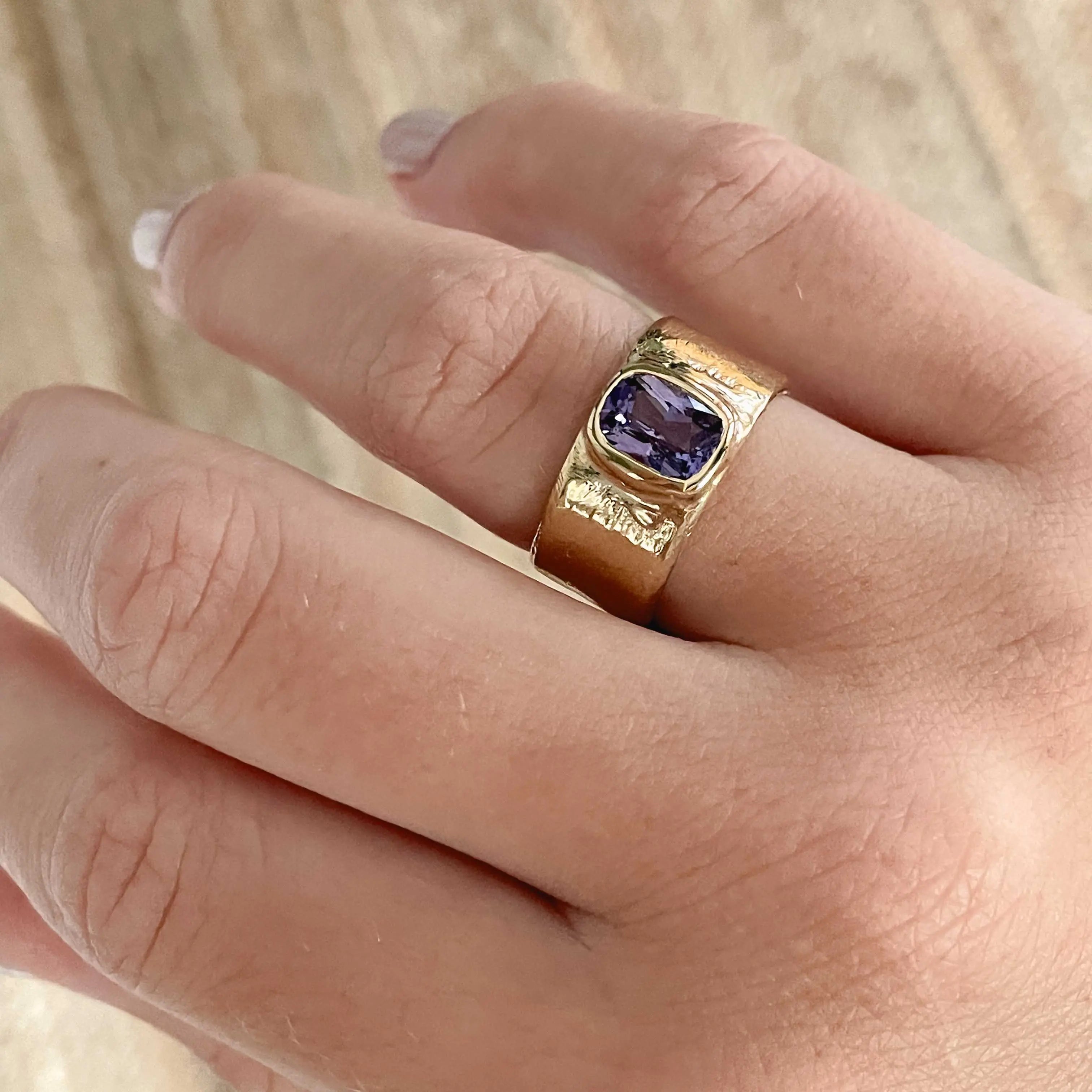 RTS Cigar Band Ring, Lavender Sapphire Mary Frances Maker