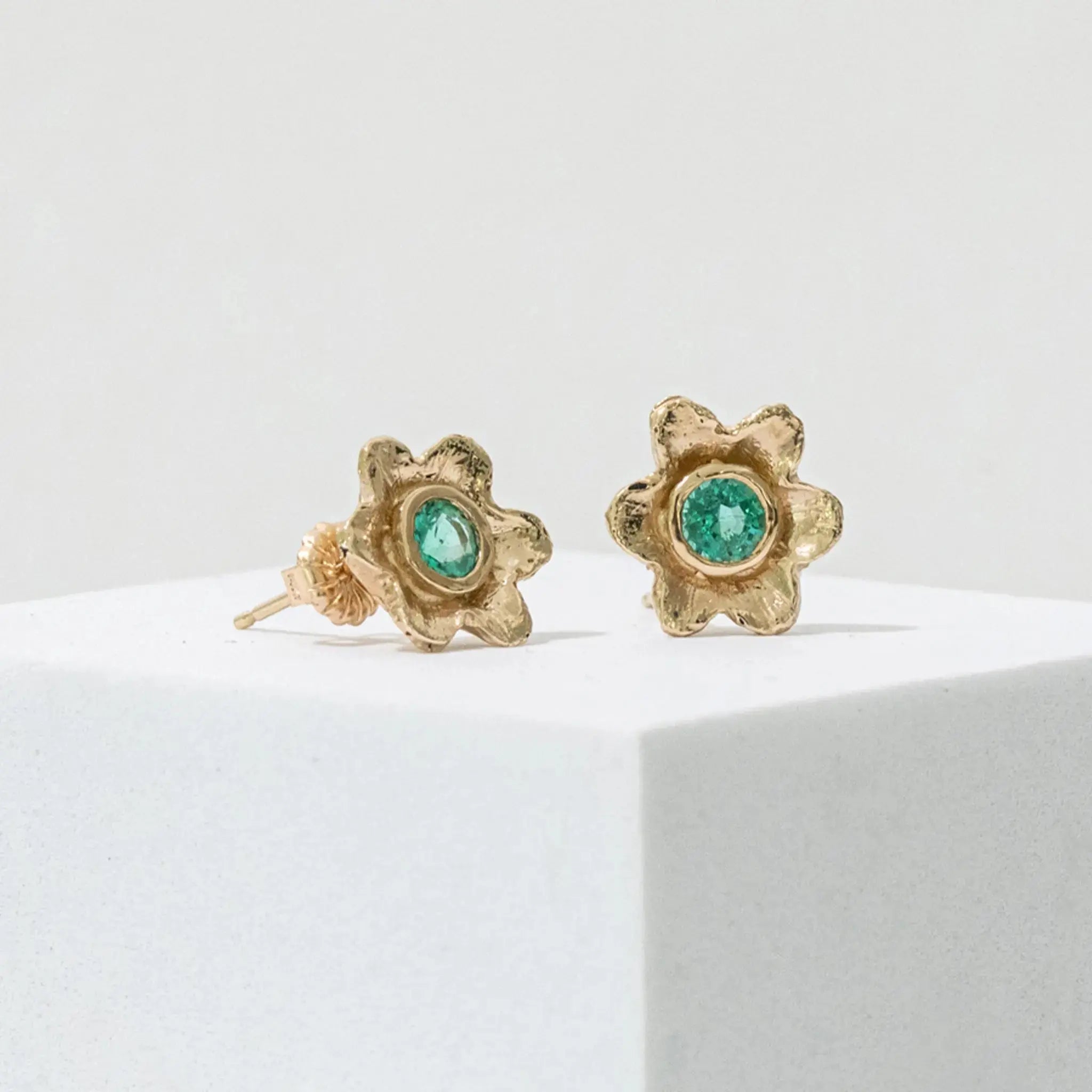 RTS Flower Studs, Emerald Mary Frances Maker